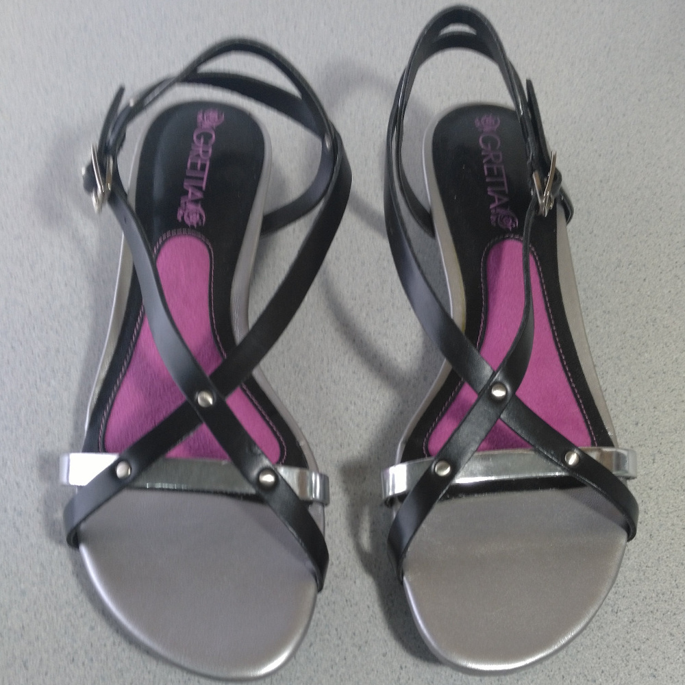 Black and Silver Gretta Sandals